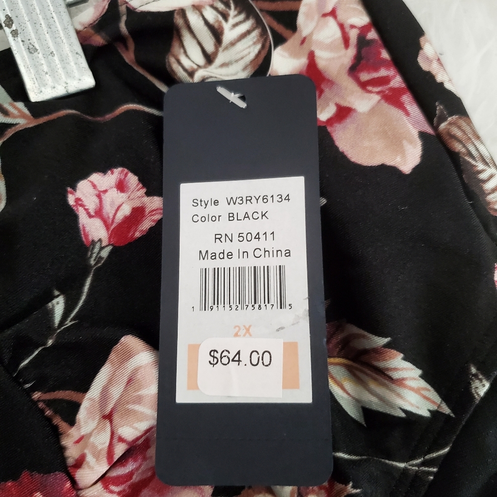 RACHEL Rachel Roy Black Floral Bikini Bottom 2X - Picture 6 of 7